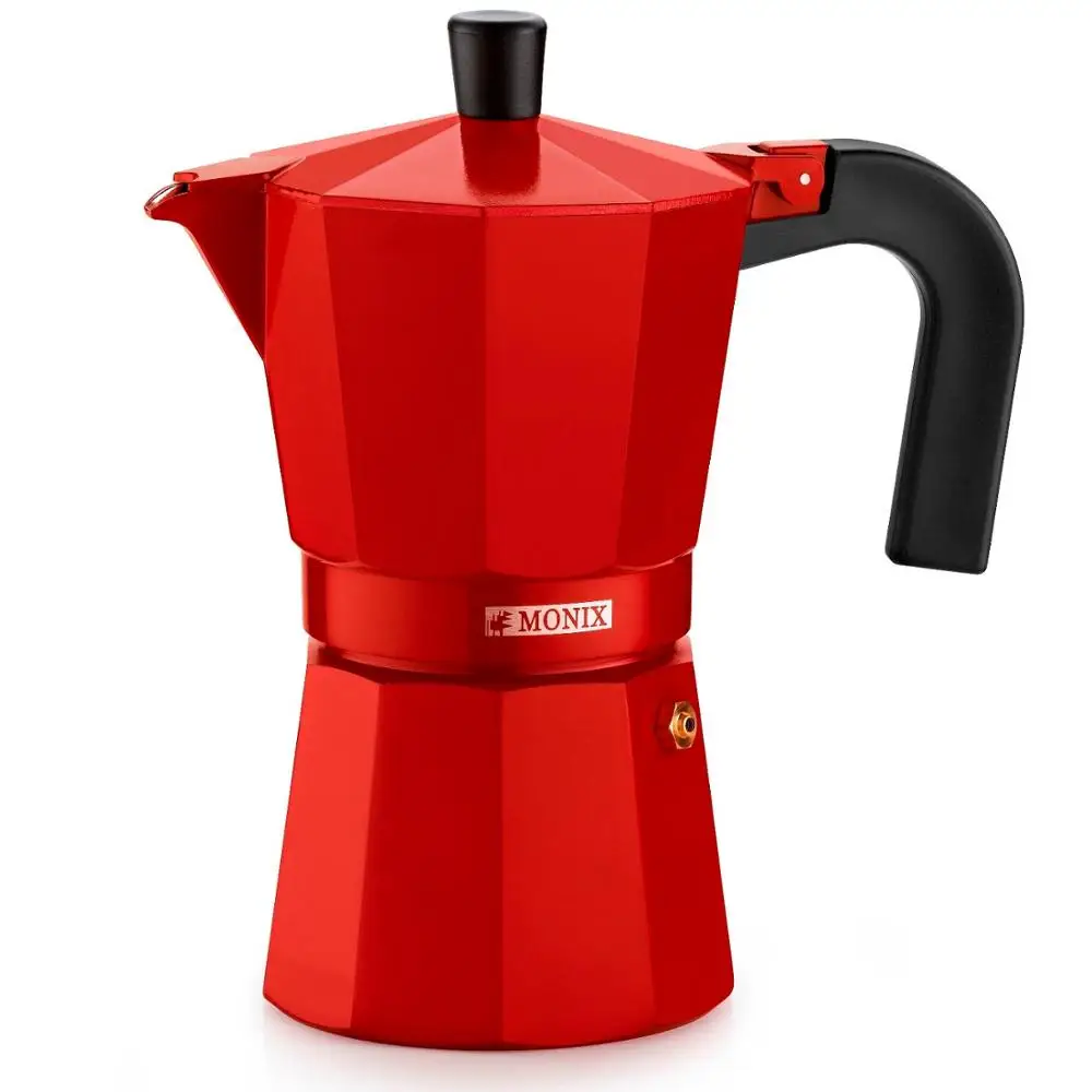 Monix итальянский алюминий кофеварка. Клубника кобальт или Лайм. От 3 до 9 чашек.