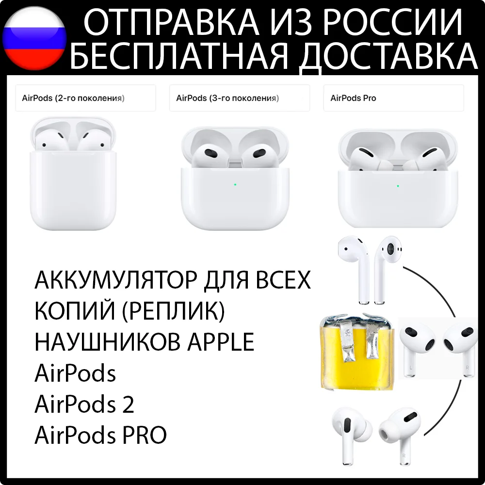 Аккумулятор для не оригинальных TWS наушников AirPods 2 Pro + аккумулятор кейса |