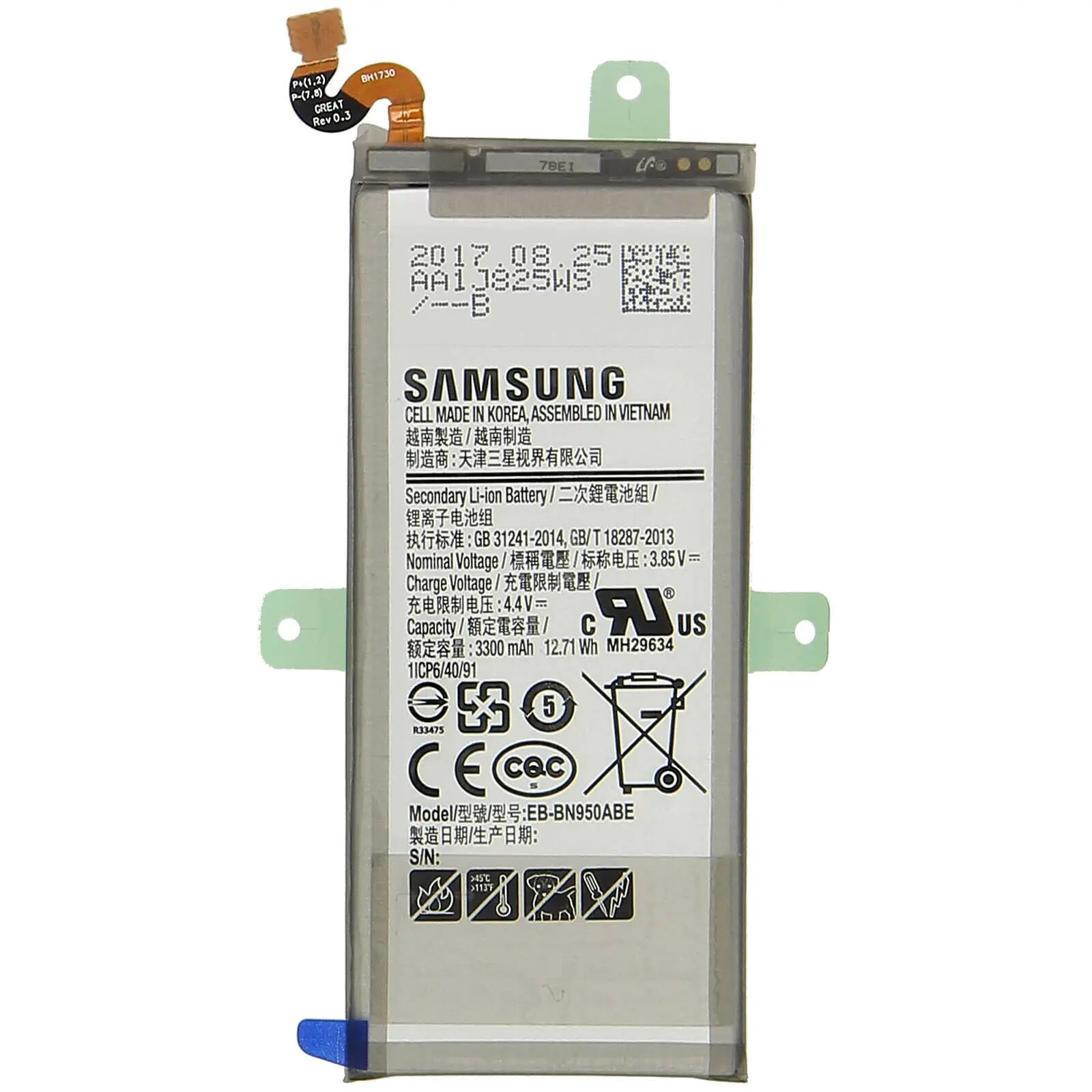 

Оригинальный аккумулятор EB-BN950ABE 3300 mAh для Samsung Note 8 N950.