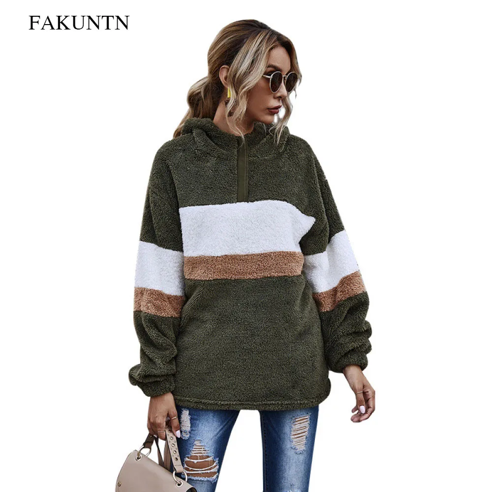 

Women Plush Hoodie Sweatshirt 2020 Autumn Winter Casual Women Clothes Long Sleeve Loose Pullovers Warm Pocket Female Sweatshirt