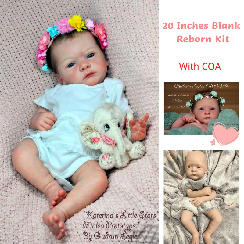 20 Inches Bebe Reborn Dolls Kit Malea Vinyl Unpainted Blank Molds Handmade Reborn Kit