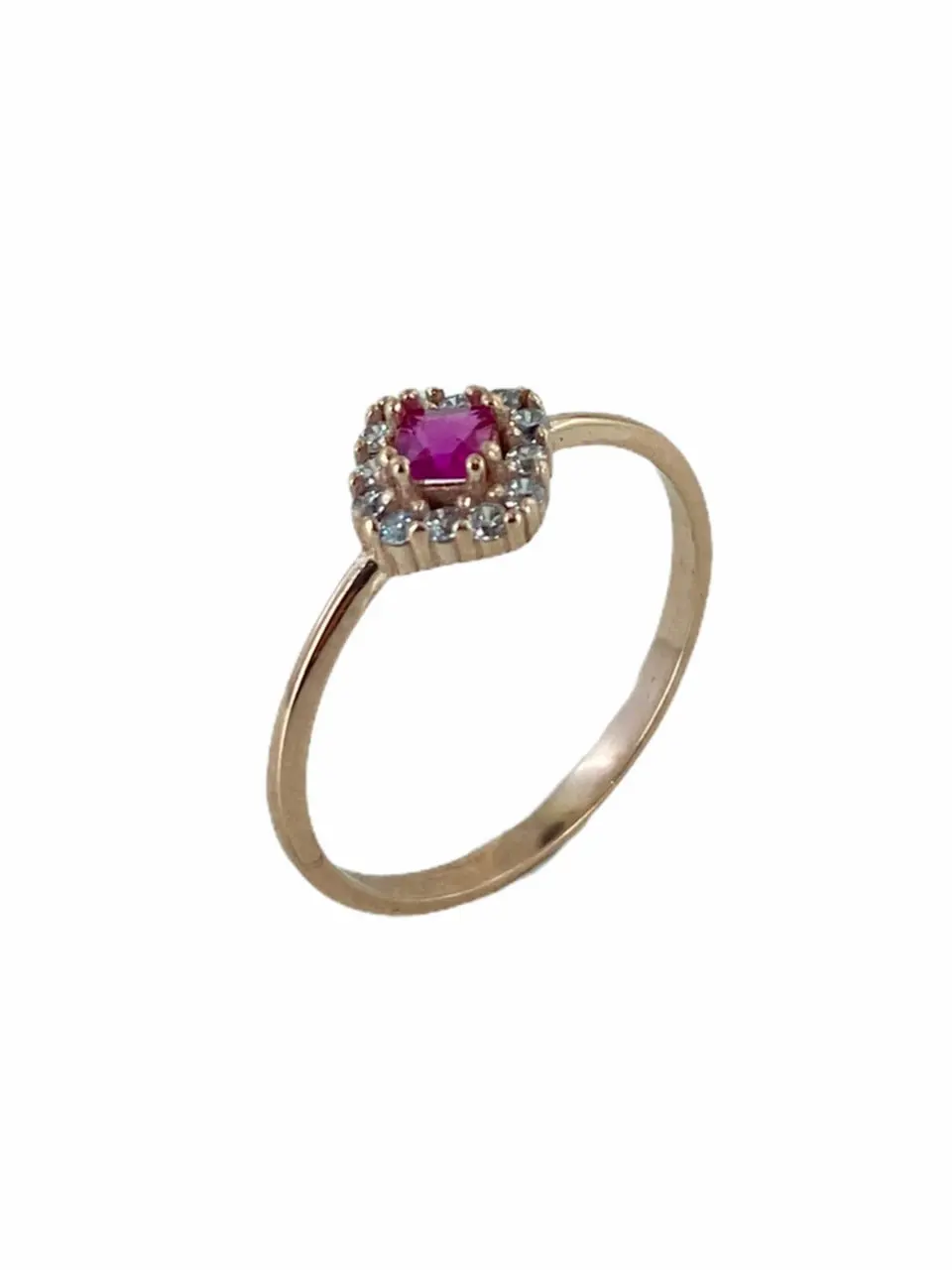 

Tiny Ruby Stone Gold Montür 925 Silver Ring