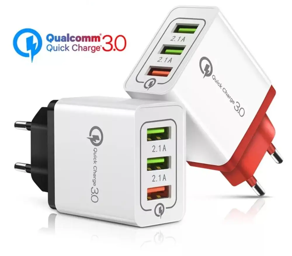 18 Вт Зарядное устройство для мобильного телефона Qualcom 3 0 + 2 x 2.1A выход 1 м Быстрый