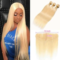 blonde 613 bundles 13x4 lace frontal 34 bundles with closure 40 inch remy straight brazilian human hair bundles with extension