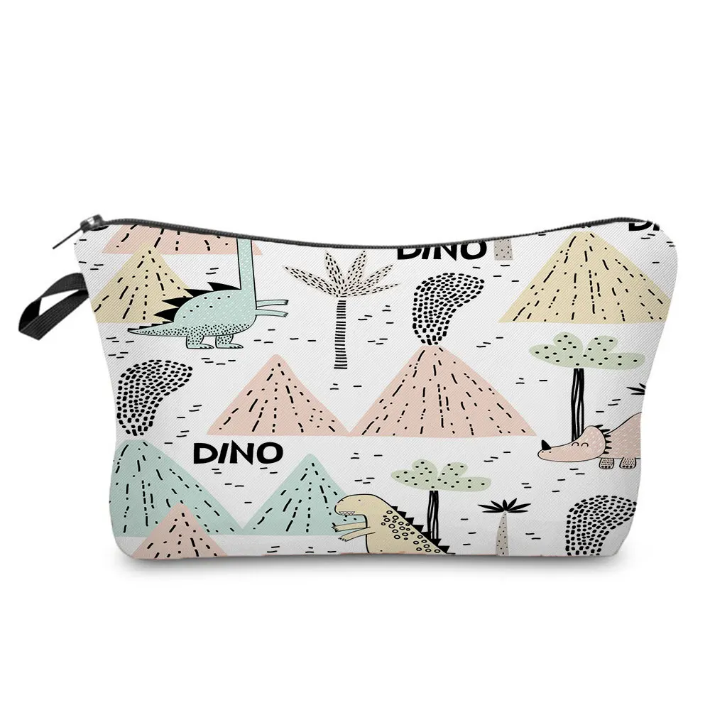 

Eco Waterproof Cosmetic Bags Plant Dinosaur Print Makeup Bag Hot Sale Pencil Cases Portable Zipper Organizer Fashion Storage Bag