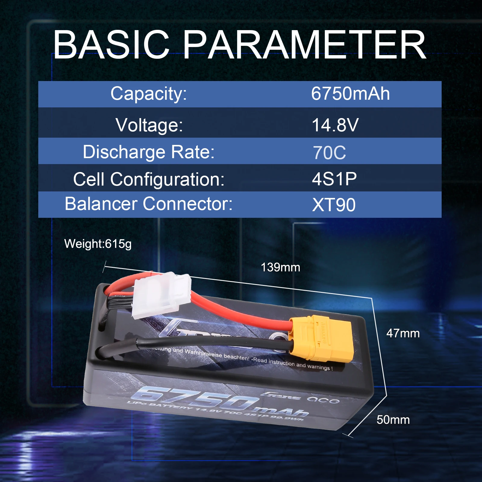 Аккумулятор Gens ace 4S 6750 мАч Lipo 14 8 в 70C XT90 штепсельная Вилка для автомобиля Traxxas X-maxx 1/8
