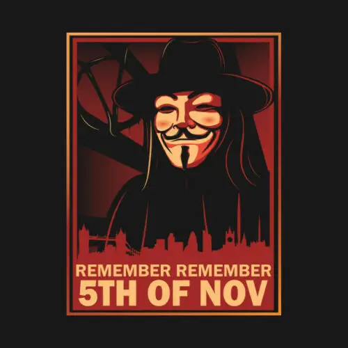 

V For Vendetta Remember Remember 5th Of Nov Thriller Black T-Shirt