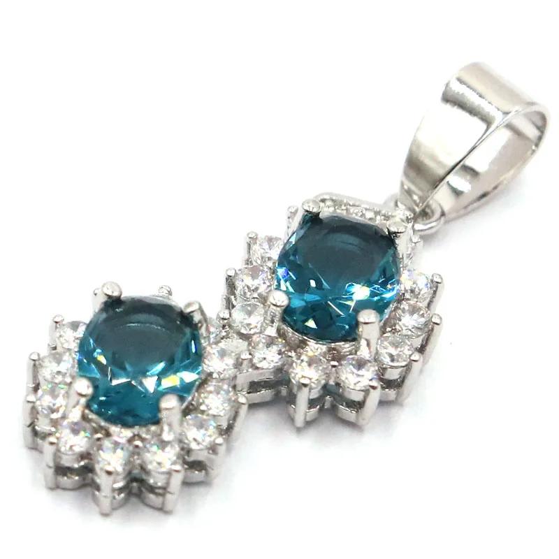 Женская свадебная серебряная подвеска с голубым топазом из темно-Лондона