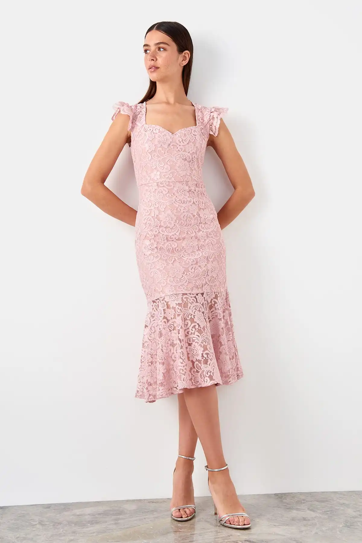 Trendyol кружевное платье с воланами TPRSS19UT0108 | Женская одежда