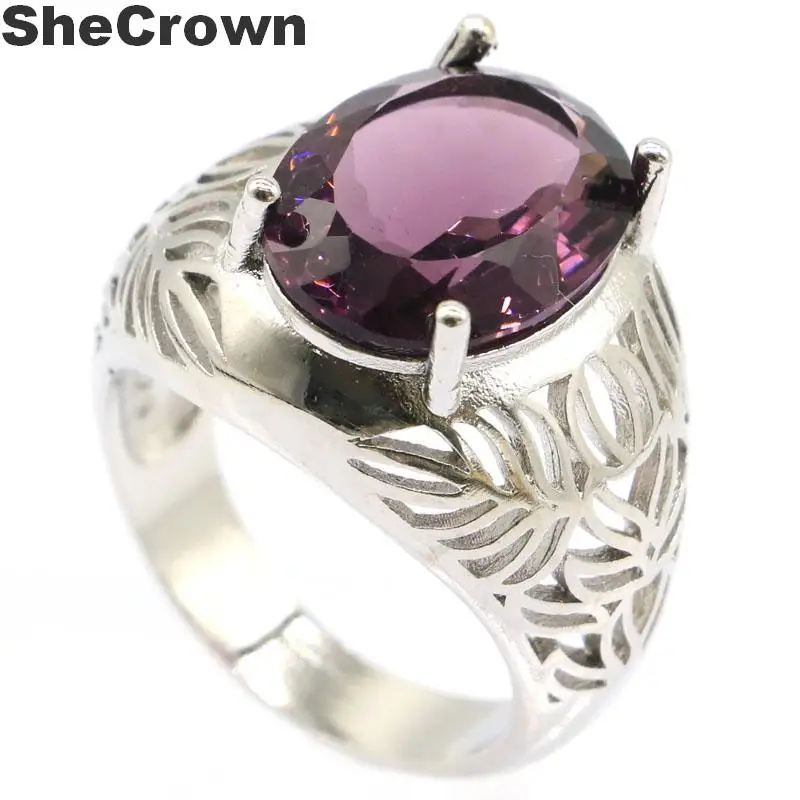 Женское серебряное обручальное кольцо 24x19 мм овальная форма розовый Raspberry Rhodolite