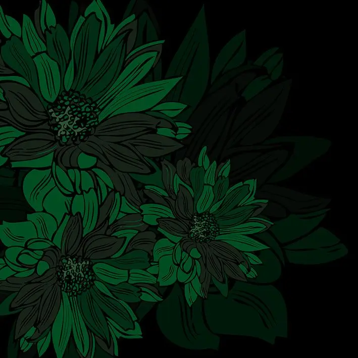 

Curtain Flowers Bouquet in Soft Colors Nature Summer Blossoms Floral Vintage Artwork Green Black