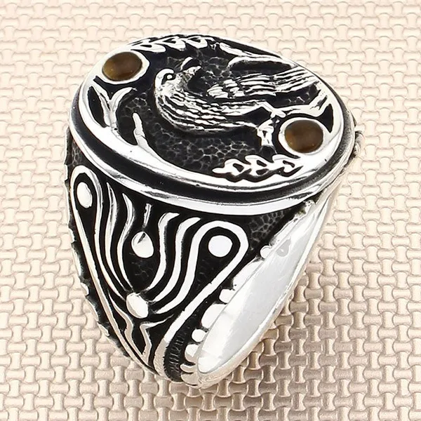 

Animal Crow Silver Ring Men Solid 925 Sterling Quality Elegant Charming Unusual Design Special Luxury Impressive Extraordinary