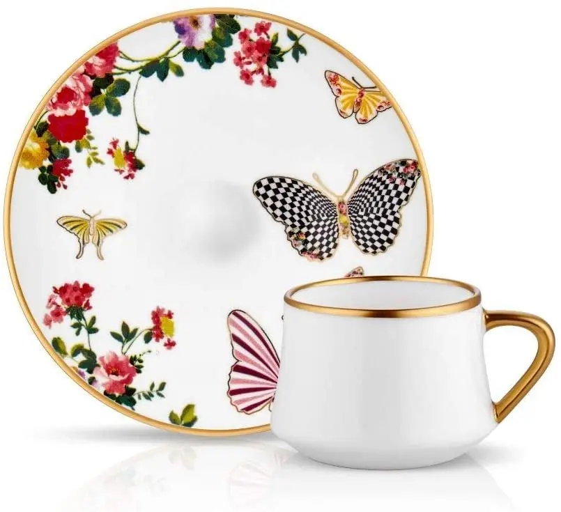 

Koleksiyon Sufi Coffee Cup and Saucer-Mariposa-90 cc, Bone China