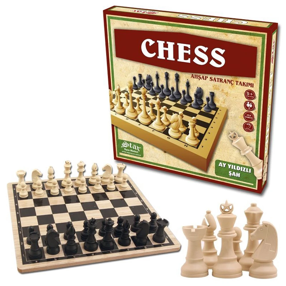 

GM Star Chess Wooden Chess Set with Plastic Chess Pieces, Intelligence and strategy game by Global Marketin