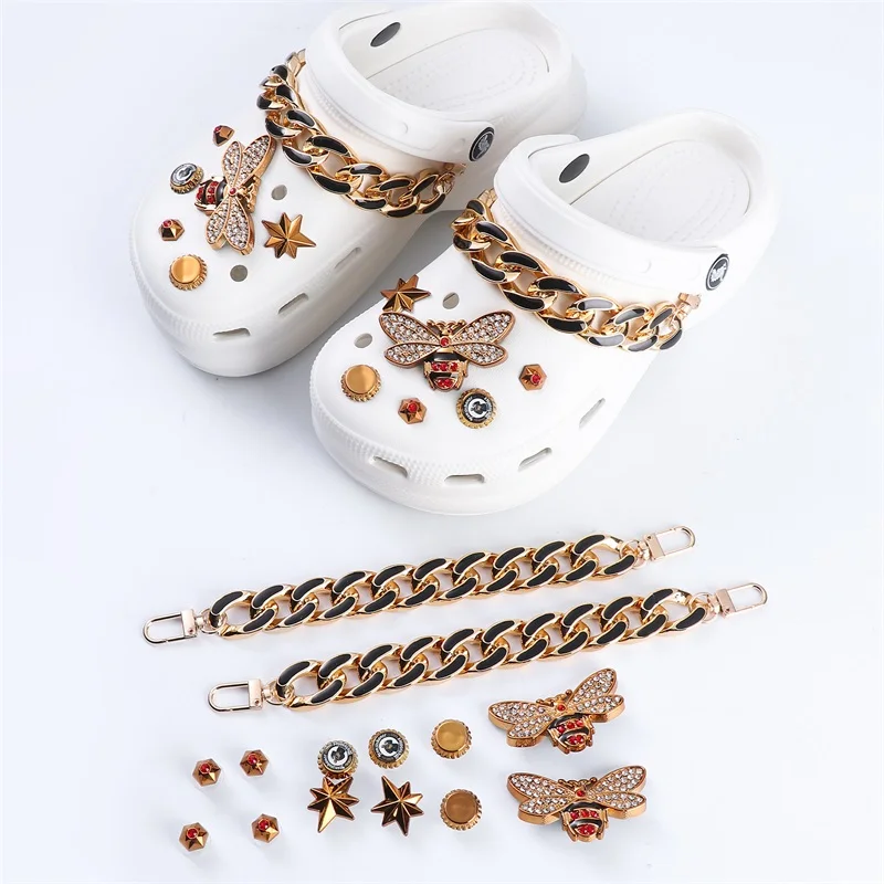 

New 18PCS/Set Brand Designer Croc Charms Accessories New Luxury Shoe Charms Bling Rhinestone Girl Gift For Clog Shoe Decoration