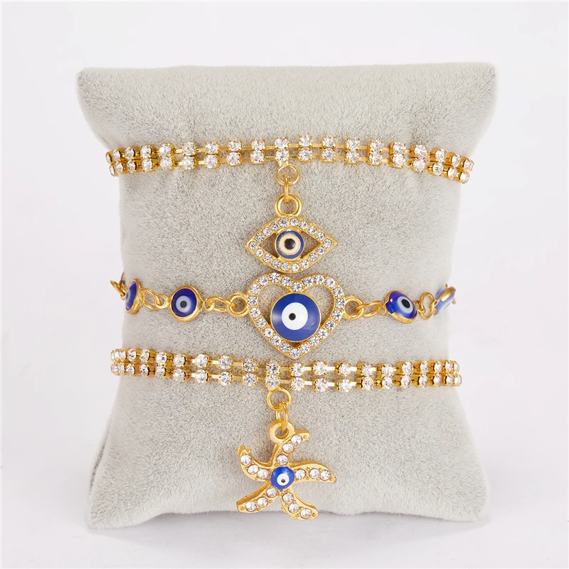 

Classic Turkish Evil Eye Bracelet for Women Luxury AAA Cubic Zircon CZ Hamsa Hand Charm Bracelet Trend Female Party Jewelry Gift