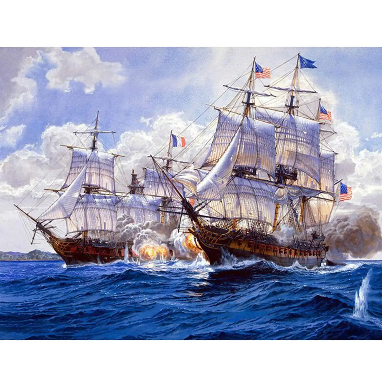 

Алмазная 5d-картина «сделай сам», картина с лодкой, полный набор алмазных цифр, Алмазная мозаика, парусник, пейзаж, крафтовое украшение, брилл...