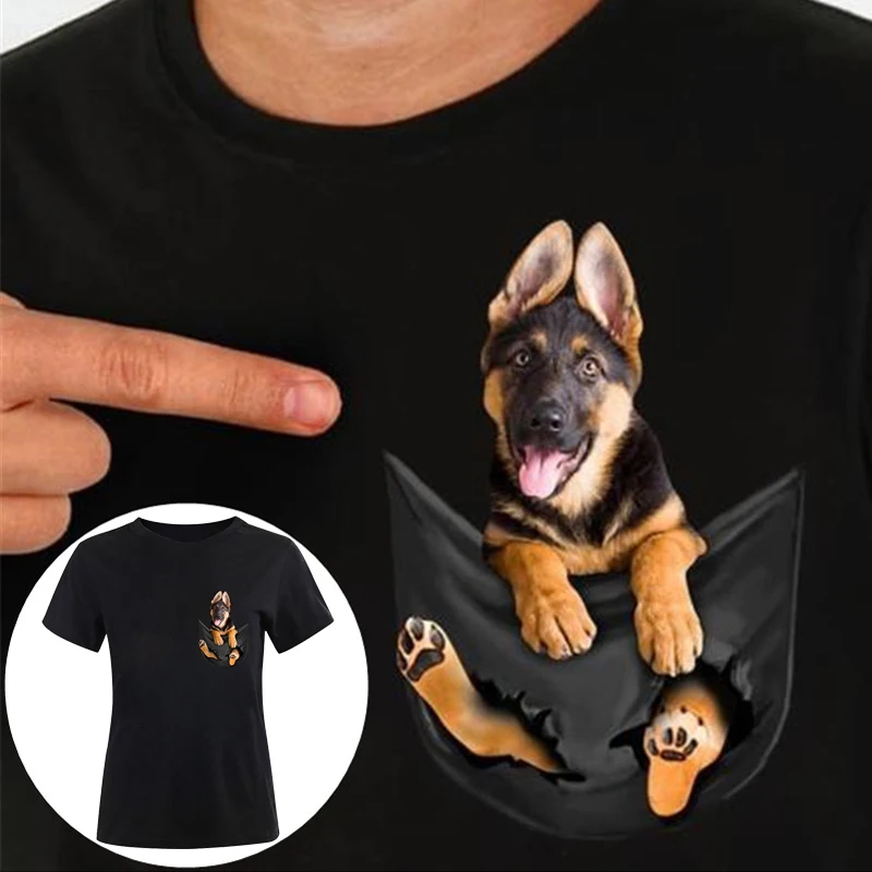Funny 3D Print Cute Dog Black Men/Women T-shirts German Shep