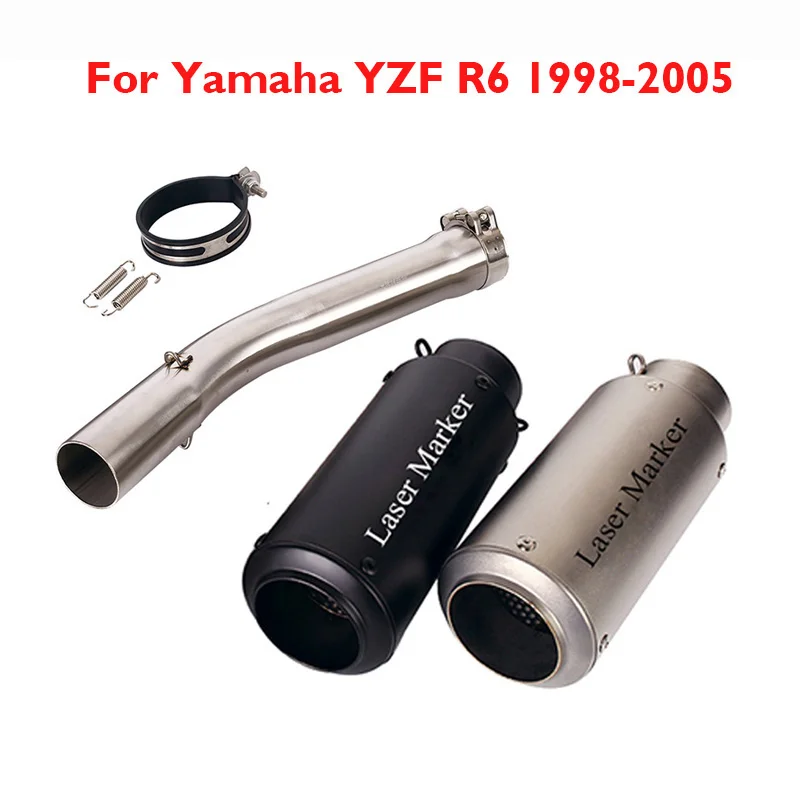 

Глушитель выхлопной трубы R6, без шнуровки, с перегородкой DB Killer, средняя Соединительная труба для YAMAHA YZF R6 1998-2005