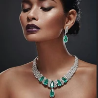 hibride luxury 2pcs bridal zirconia jewelry sets for women nigeria wedding neckalce earring set costum jewelry 2020 n 1656