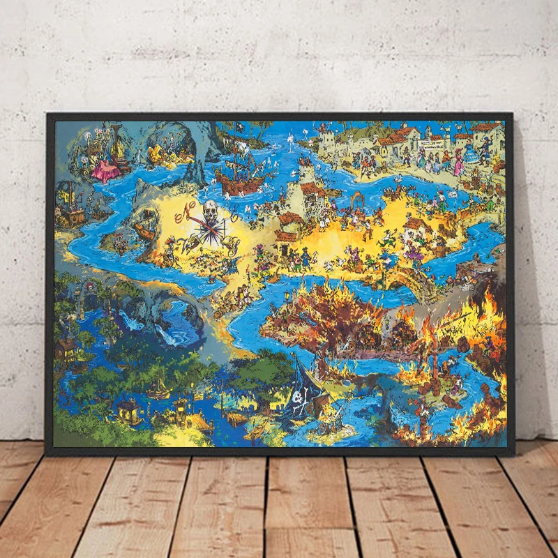 

Disneyland Adventureland Pirates of the Caribbean Map Canvas Painting Wall Art Disney World Attraction Poster Prints Home Decor