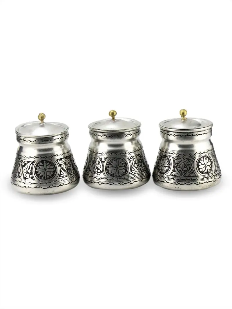 

3 PCs Tumbled With Pewter Lid Copper Spice
