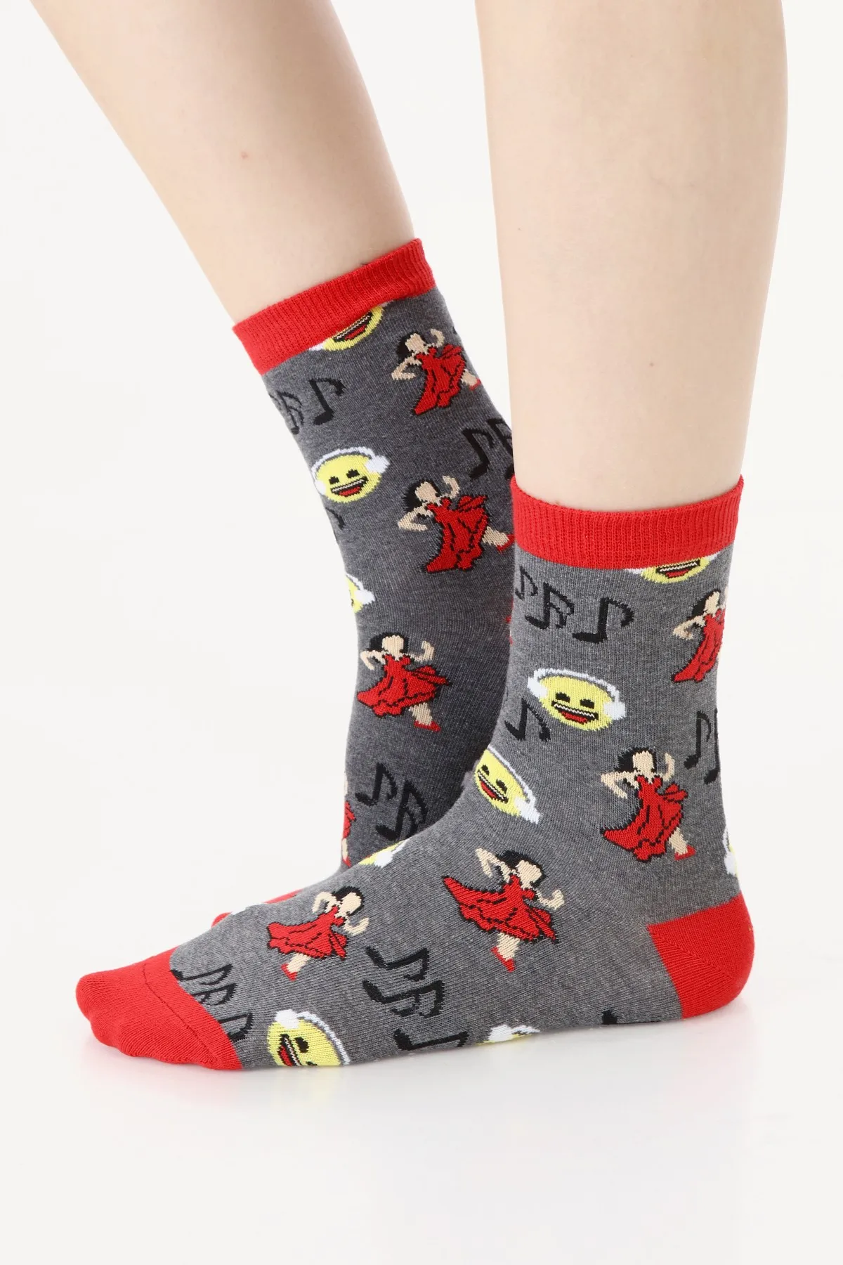 

3 pair from turkey high quality cotton happy socks women's summer lot pack wholesale socs design funny smile girl emoji red grey