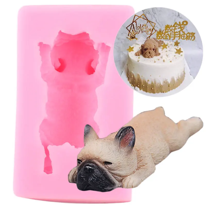 

3D Силиконовая форма в форме собаки, форма для выпечки торта, помадки, форма для украшения торта в виде животных, форма для бульдога, мыла, шоколада, конфет, полимерная глина