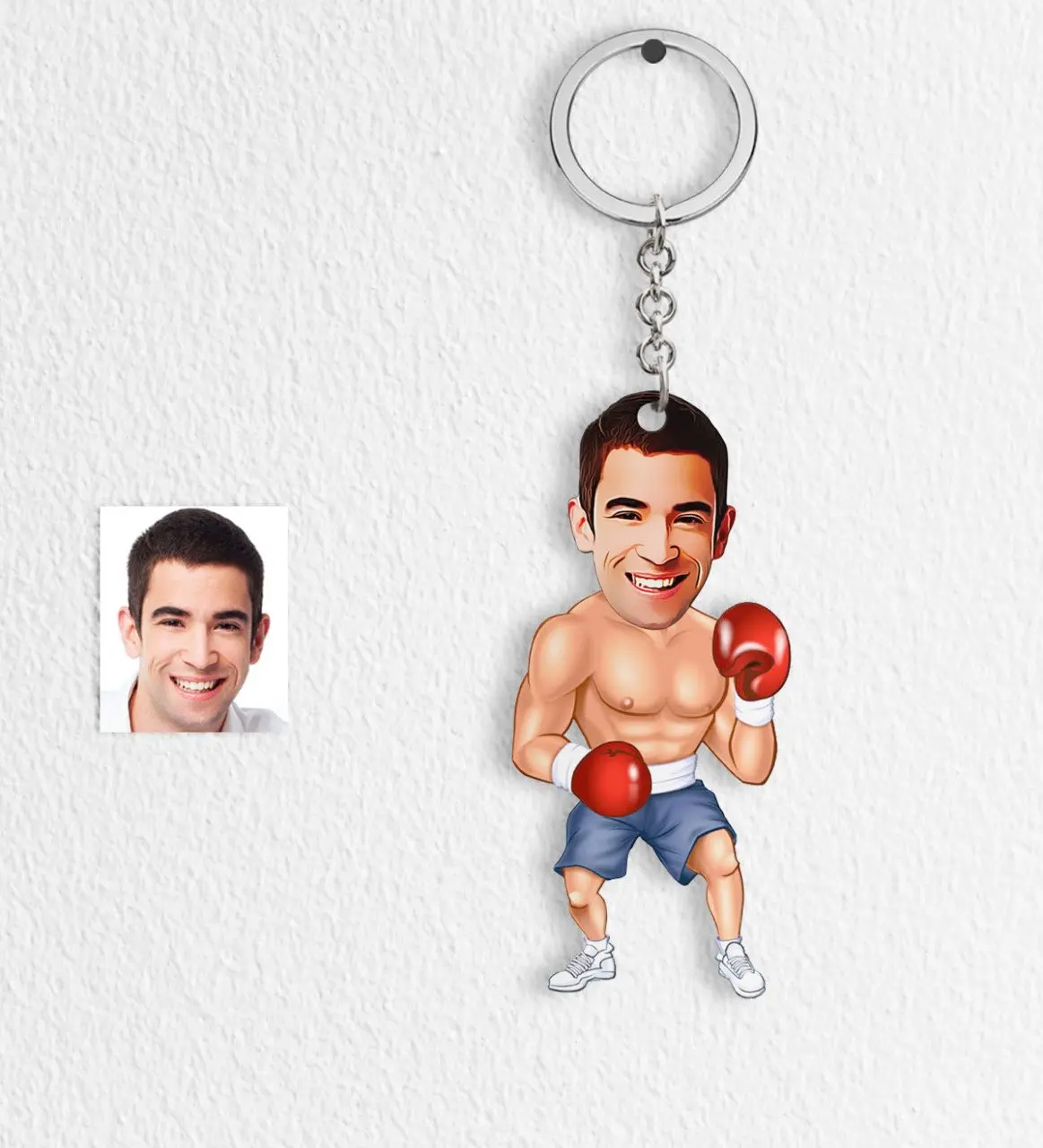 

Personalized Men Boxer Cartoon Keychain-1 Custom Design Friend Dear Gift Beautiful Memories Office Decoration