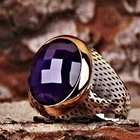 Мужское серебряное кольцо ручной работы с турецким аметистом