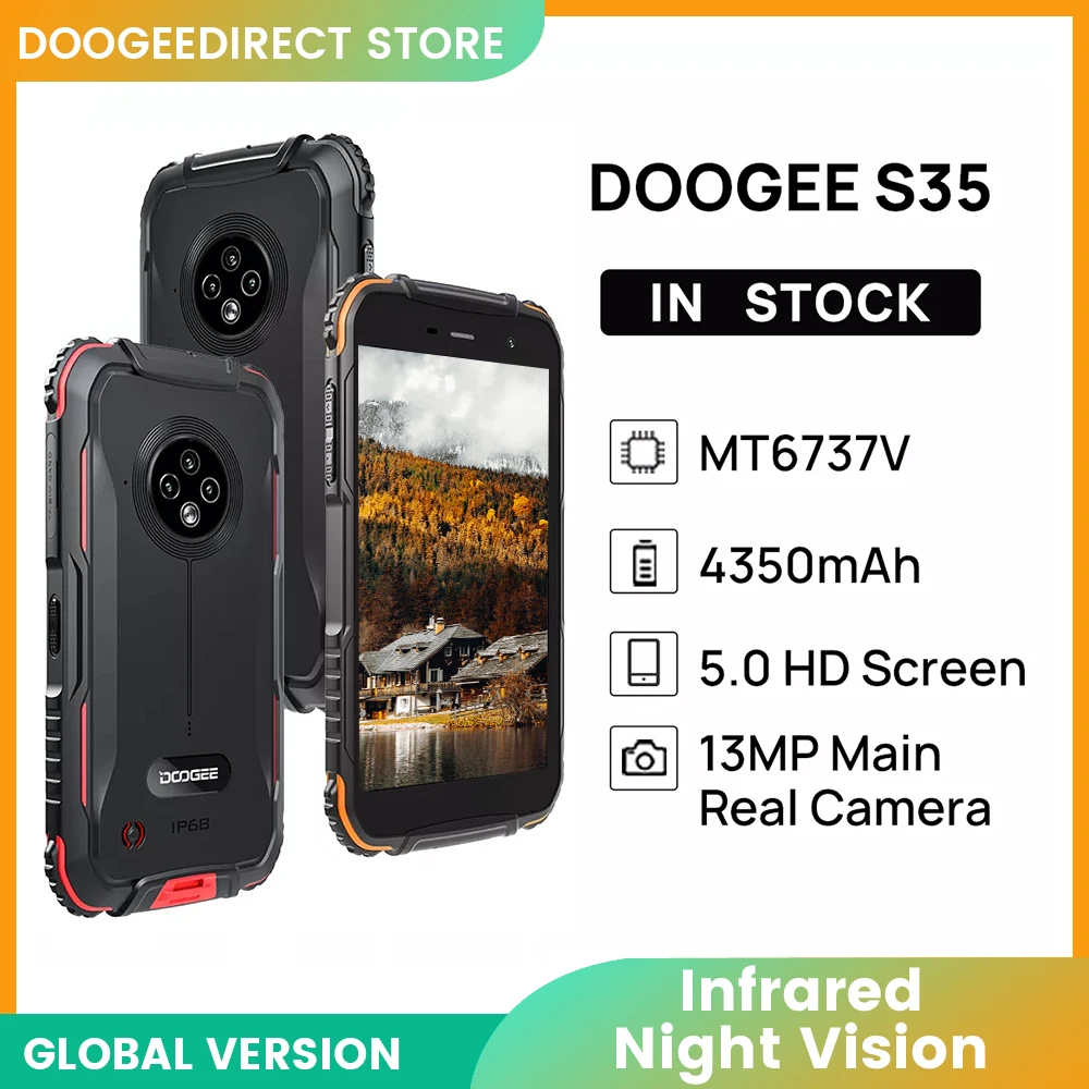 Смартфон DOOGEE S35 защищенный 13 МП 360 дюйма 2 + 16 ГБ 4350 мАч | Мобильные телефоны и