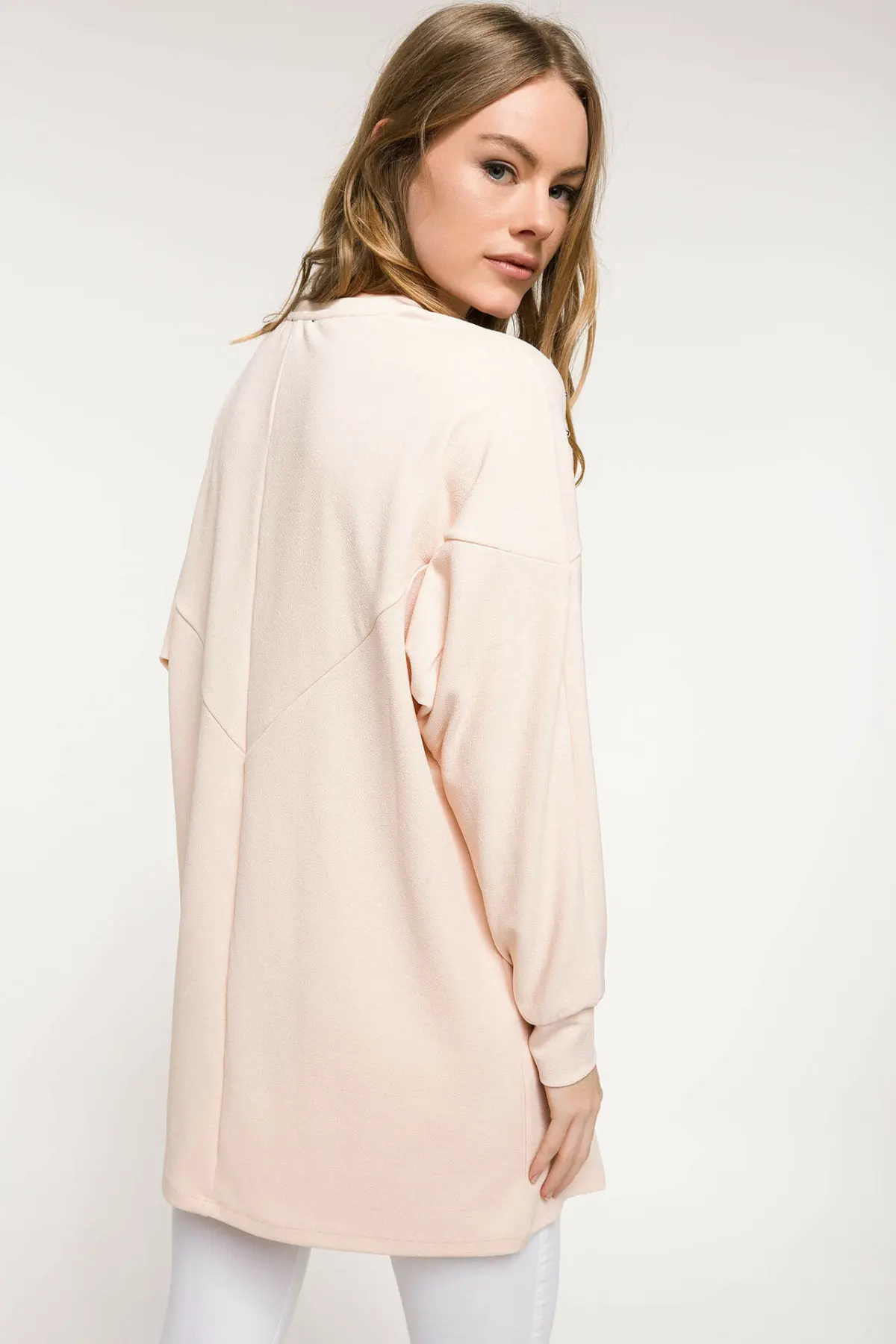 Дефакто женские длинные трикотажные белые футболки-туники повседневные