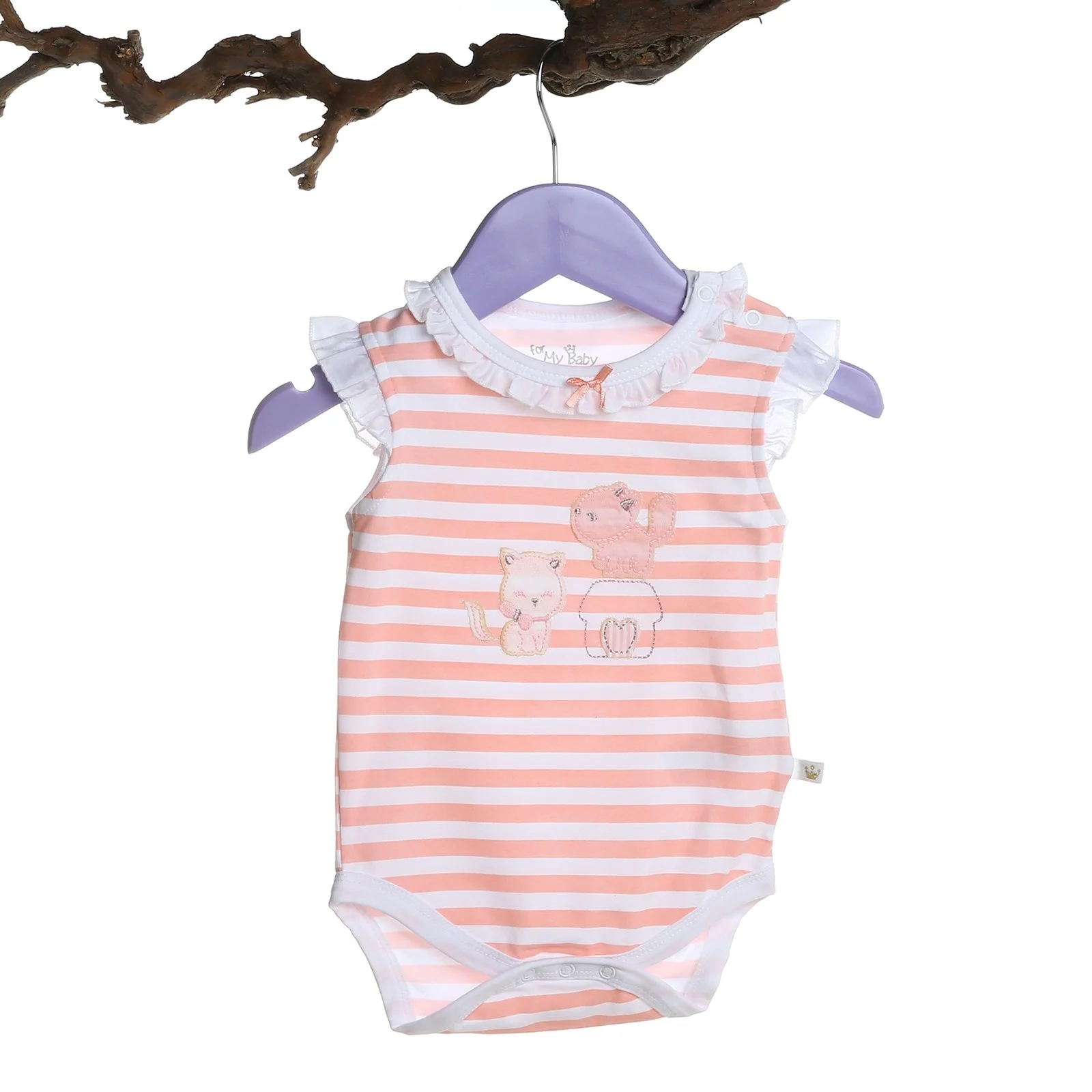 Ebebek/розовое боди с короткими рукавами и оборками для маленьких девочек| |