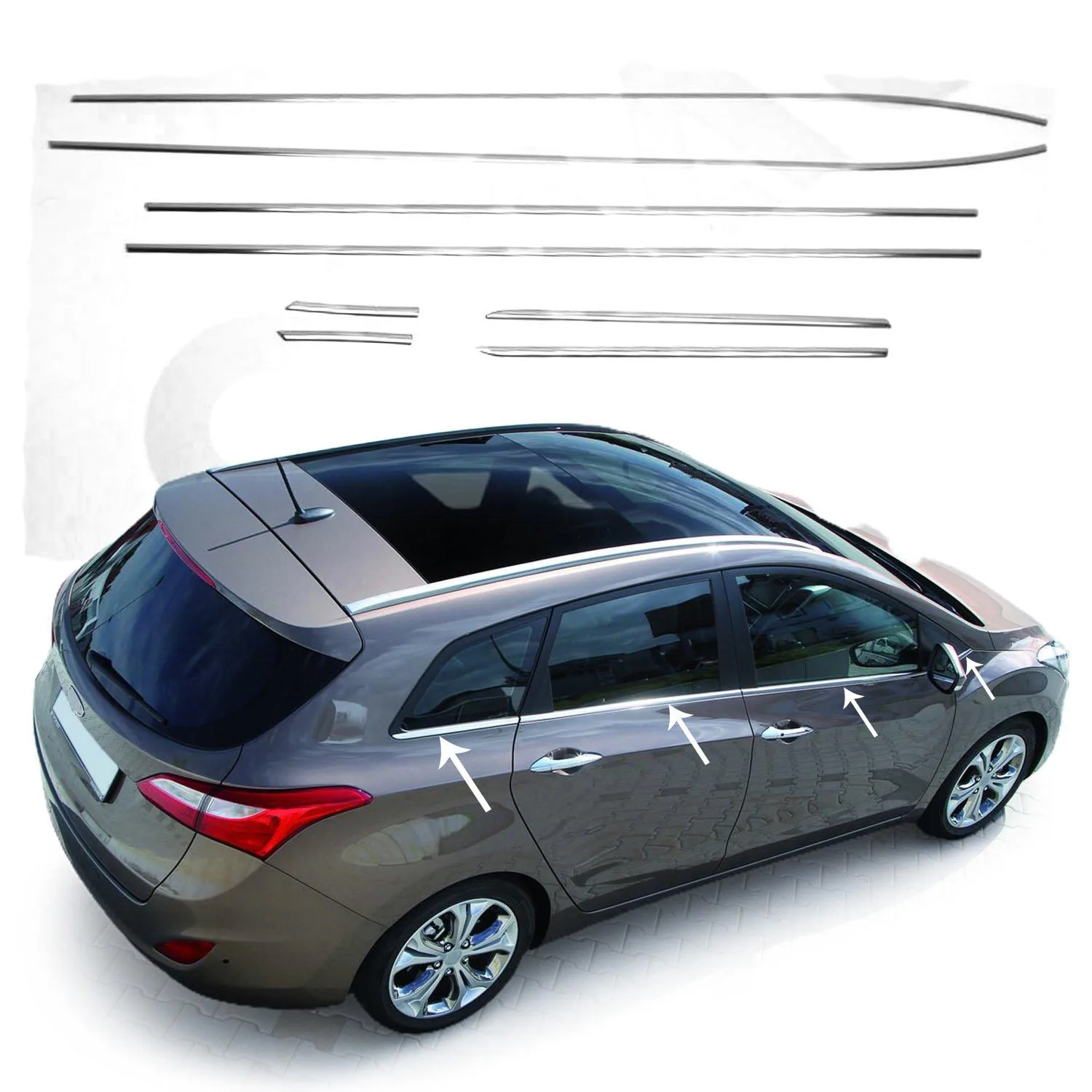 Хромированная оконная рама Hyundai i30 8 шт. из нержавеющей стали Sw (2012 )|Наклейки на