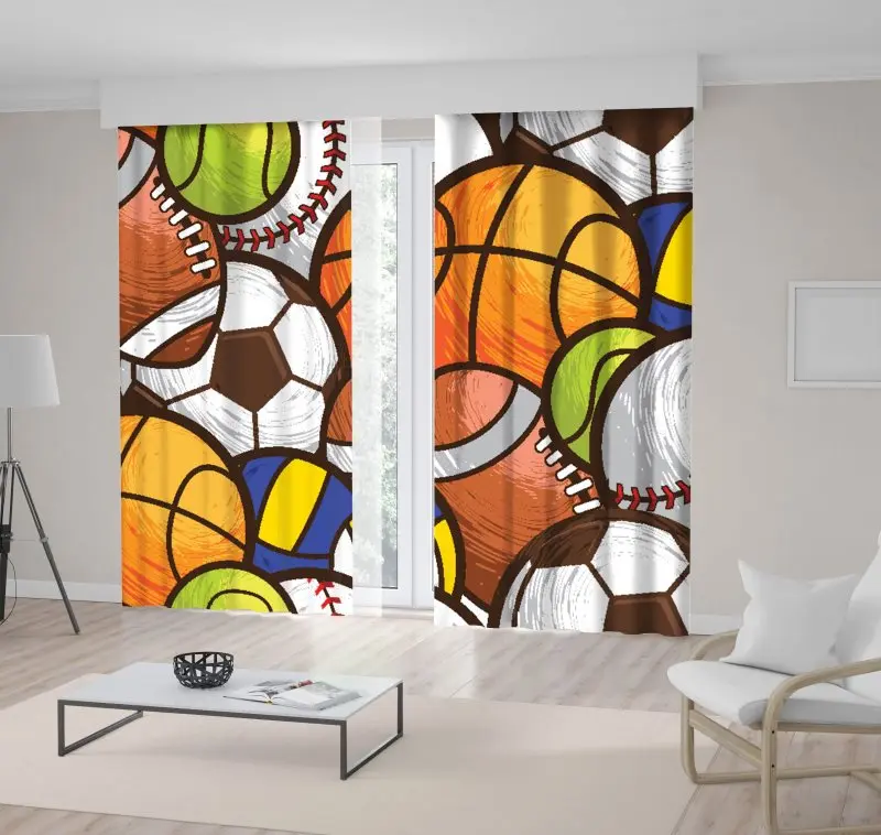 

Curtain Baseball Football Basketball Rugby Cartoon Fun Artwork White Brown Orange