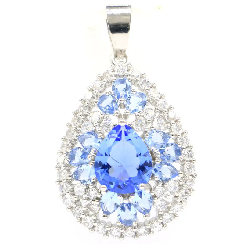 Великолепная Серебряная Подвеска для женщин 38x23 мм 4 г фиолетовый танзанит