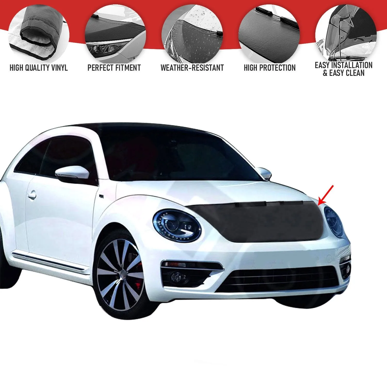 

Hood Bra Cover Bonnet Mask Fits For Volkswagen Beetle 2012-2015 Car Protector Stone Guard Tuning Parts Accessories