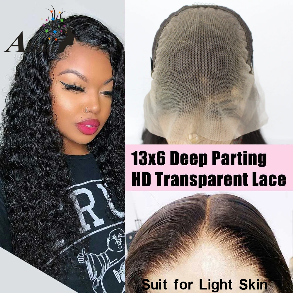 HD Transparent Lace HD прозрачный Синтетические волосы на кружеве парики из натуральных волос на кружевной Невидимый поддельные головы парик 13x6 глубокий часть вырезать эльфа короткий Боб вьющиеся Remy Предварительно 130 - Цвет: HD Transparent Lace