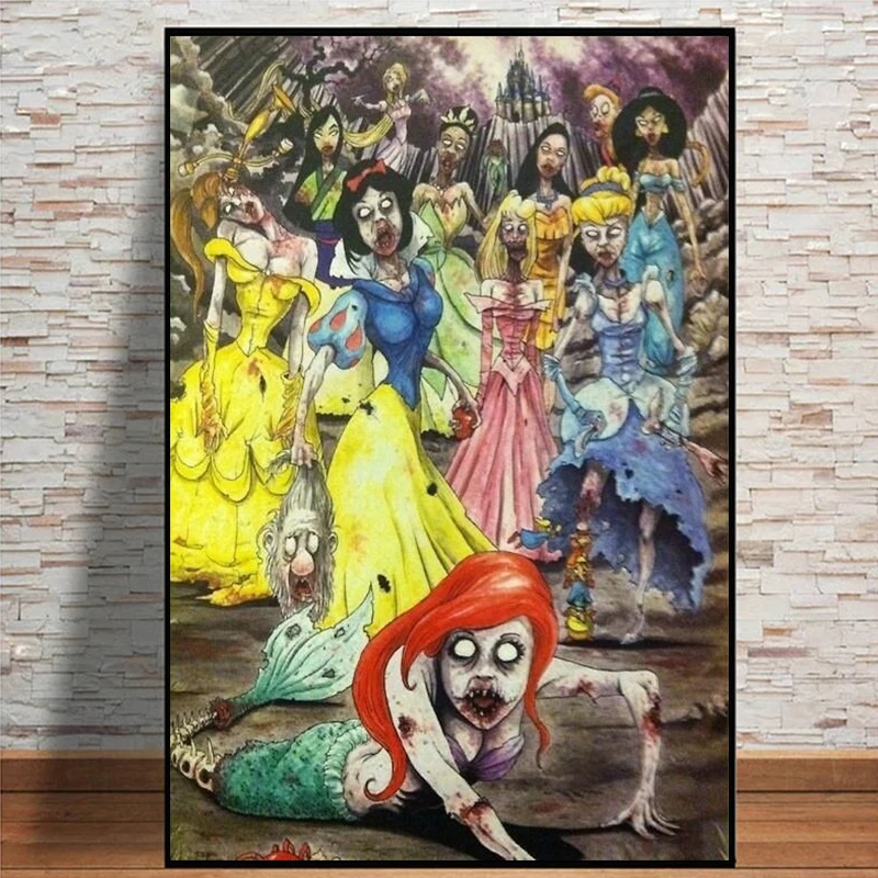 

Disney Zombie Princess Canvas Painting Wall Art Horror Snow White Cinderella Rapunzel The Little Mermaid Poster For Home Decor