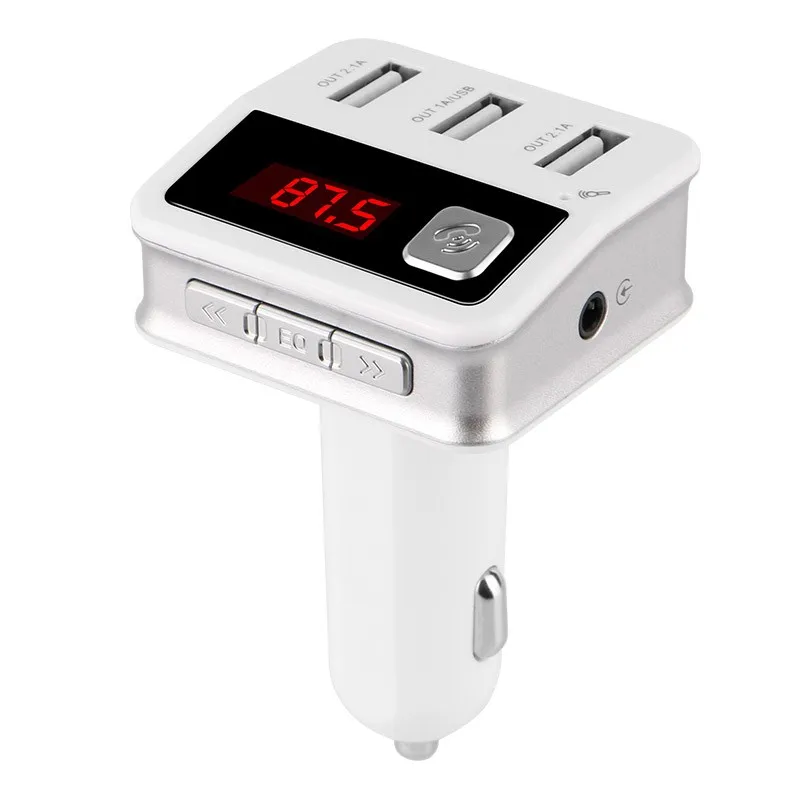 5 в 1 Автомобильный Bluetooth Handsfree fm-передатчик модулятор 3 USB Автомобильные зарядные устройства радио передатчик практичный музыкальный MP3 плеер Новинка - Название цвета: Белый