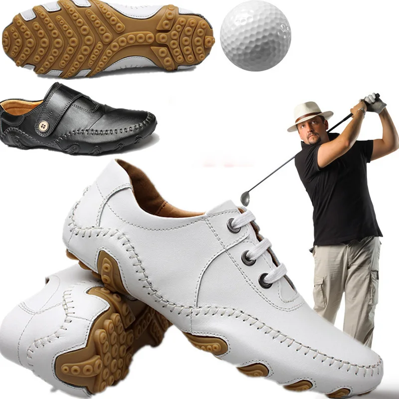 

Men Golf shoes Male breathable head layer cowhide gym shoes LACES slip-on driving shoes Golf Sneakers men golfschoenen heren
