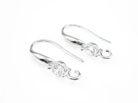 earring hook bolo earrings rhinestone ear wire 19x9mm shine silver ear hooks 6pcs rp008