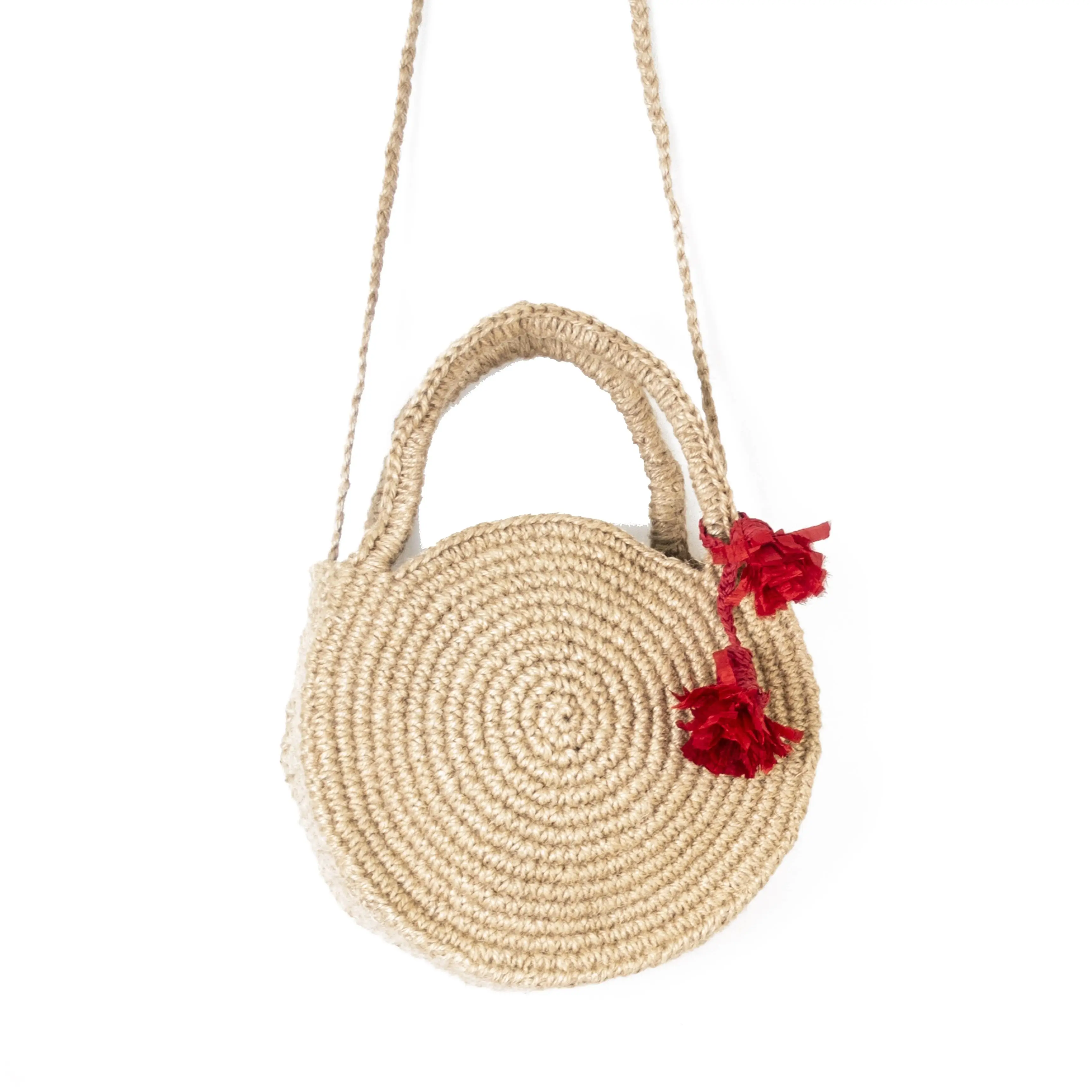 Flower Detailed Straw Women Bags Jute Handmade Summer Beach Bag Woven Ladies Round Bag bags for women 2021 Made in turkey