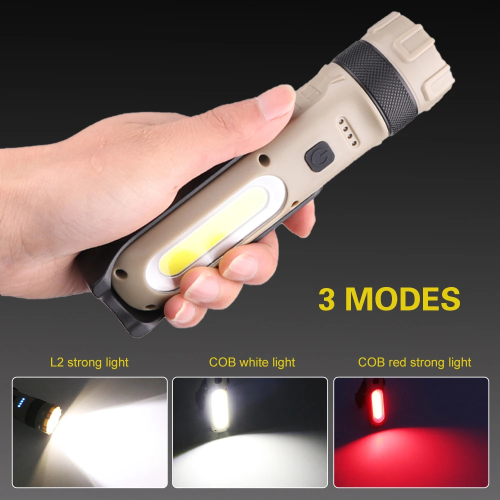 Портативный COB флэш светильник фонарь USB Перезаряжаемый светодиодный рабочий