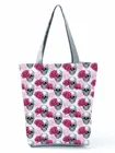 Модные Экологичные многоразовые сумки для покупок с цветочным принтом черепа на Хэллоуин, вместительная черная крутая стильная женская сумка через плечо