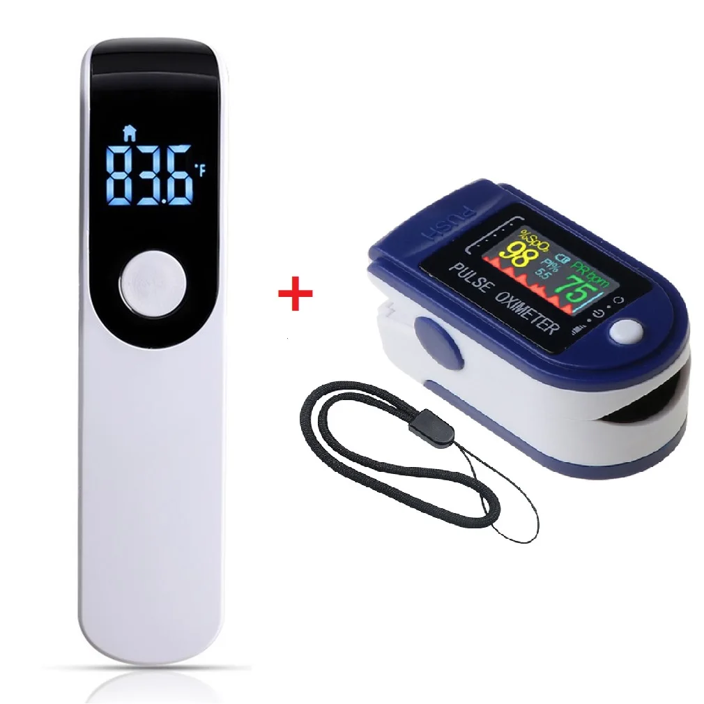 

Portable Medical Digital Finger Pulse Oximeter Non Contact Thermometer SpO2 PR Heart Rate Monitor Blood Oxygen Saturation Meter