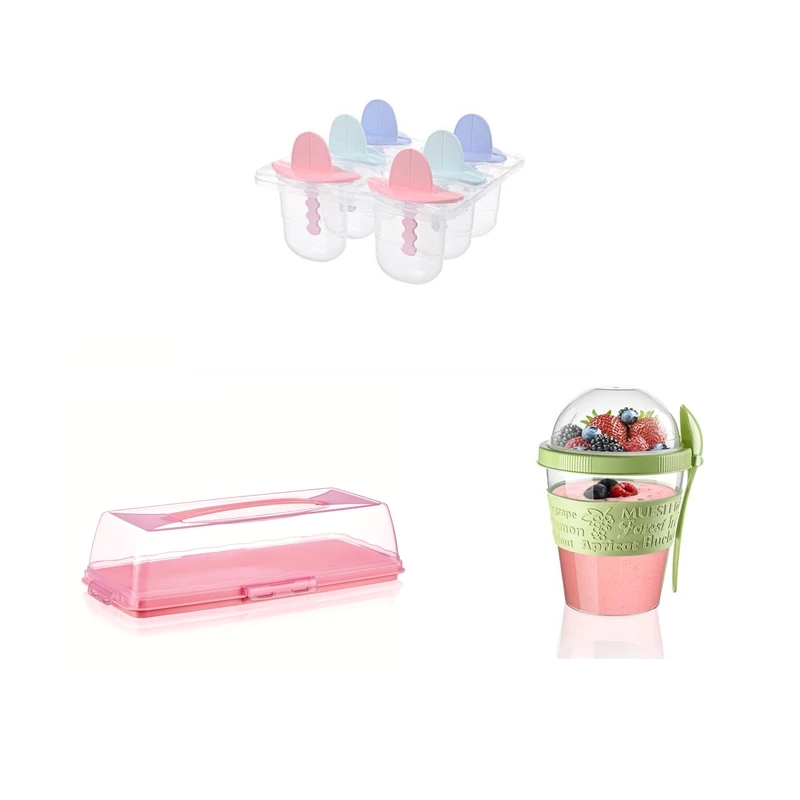 

3 Piece Kitchen Set Cake Dome Ice Cream Yoghurt Container