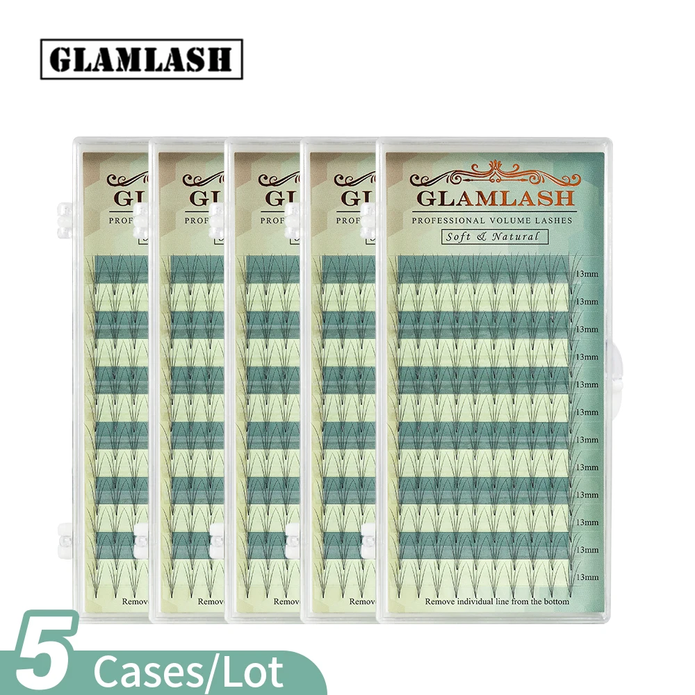 GLAMLASH-extensiones de pestañas postizas 2D 3D 4D 5D 6D, volumen individual ruso, visón falso, venta al por mayor, 5 cajas/lote