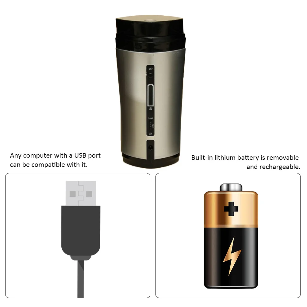 

Coffee Automatic Stirring Cup Stainless Steel Vacuum Flask Heat-preservation Office Cup Usb Charging Creative Gift