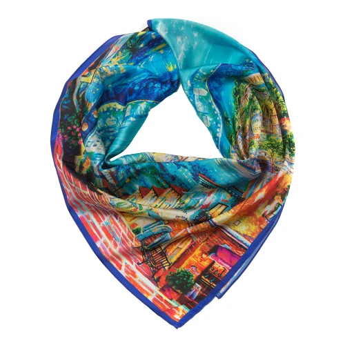 Платок женский шёлковый с принтом шейный и на голову размер 85х85 см Head Scarf women summer